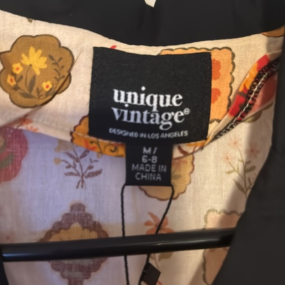 Unique Vintage 1950s Cream Floral Alexis Swing Dress - Picture 4 of 4